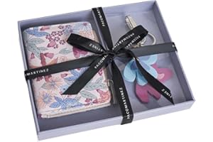 PACO MARTINEZ Set de Regalo para Mujer, Caja Regalo con Cartera Billetero para Mujer y Llavero con Estampado de Flores, Idea de Regalo de Cumpleaños, Aniversario o Navidad