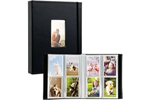 GOODSNETIC Photo Albums, 208 Pockets PU Leather Mini Album Compatible with Fujifilm Mini 7s 8 8+ 9 25 26 50s 70 90 Film, PIC-300 Z2300 Film Instant Camera, Black
