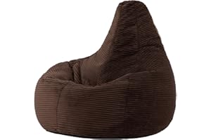 icon Dalton Cord Recliner Bean Bag, Brown, Large Adult Bean Bag Chair with Filling Included, Comfy Chair, Living Room Furniture, Bedroom Furniture