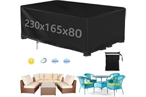 ‎ONLYESH Onlyesh Abdeckung für Ggartenmöbel, 230x165x80 cm, 420D Abdeckung Gartenmöbel Winterfest, Abdeckplane Gartenmöbel für Gartentisch Möbelsets Balkonmöbel, Winddicht, Winterfest, UV-Beständig