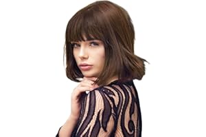 RMAIODNG Braun Perücke Damen, Perücken Frauen, Bob Wig Kurz Fasching Cosplay Kostüm Karneval