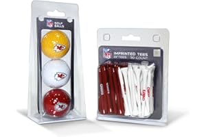 Team Golf NFL Logo Imprinted Golf Balls (3 Count) & 2-3/4" Regulation Golf Tees (50 Count) - Ball Colors May Vary