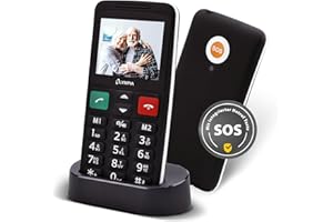 Olympia Mobiltelefon LUX | Komfort-Mobiltelefon mit Großtasten | Farb-Display | SOS-Taste | Seniorenhandy ohne Vertrag | Dual SIM, MicroSD-Slot, Bluetooth | Taschenlampe | inkl. Ladeschale | Schwarz