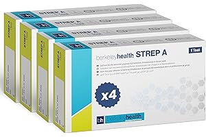 Berkeley Health Strep A Home - Kit de autoprueba para detectar estreptococos del grupo A B en un hisopo de garganta, fácil de seguir, rápido y 98% de precisión, paquete de 4