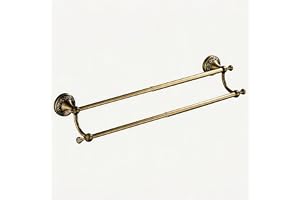 Antik brons mässing dubbel handduksstång, justerbar 30 till 70 cm badhandduk stång ställning för badrum handdukshållare, vägg