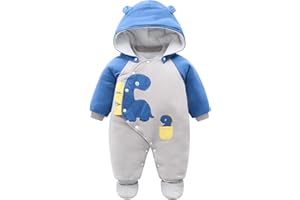 JinBei Pelele Niño Bebé De Invierno,Traje De Nieve Bebé Ropa De Invierno Footed Peleles Mameluco Con Capucha Cálido Monos Para Niños Niñas, 0-12 Meses