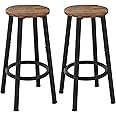 YMYNY Bar Stools Set of 2, Kitchen Stools with Footrest, Breakfast Bar Stools, Round Bar Chairs, 64CM Height Stools for Dining Room, Kitchen, Bar, Party, Rustic Brown 30×30×64CM HBS512H