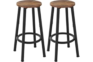 YMYNY Set di 2 Sgabelli da Bar, Sgabelli Cucina, Sedia da Bar con Poggiapiedi, per Colazione, Adatto in Sala da Pranzo, Cucina, Bar, Resistente e Stabile, 30×30 ×64CM Marrone Vintage e Nero HBS512H