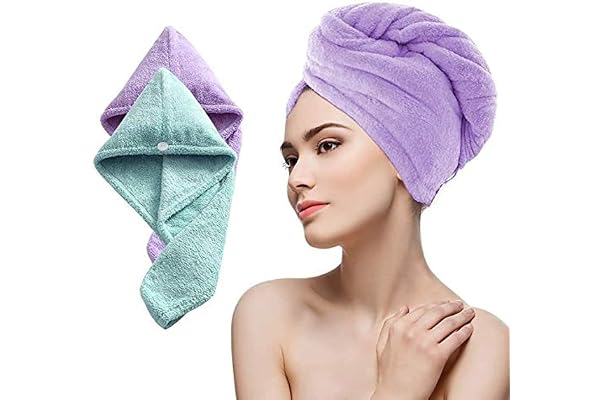 Fezora Hair Towel Wrap Absorbent Towel Hair-Drying Bathrobe Magic Hair Warp Towel Super Quick-Drying Microfiber Bathing Cap for Women(Multicolor)