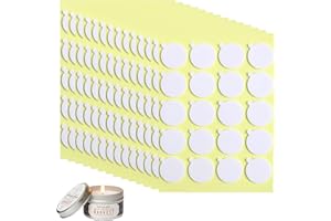 OWLKELA 280 Pièces Autocollants de Mèche, Autocollants de Mèche de Bougie, Autocollants Double Face Résistants à la Chaleur avec la Petite Queue, Adhèrent Régulièrement à la Cire Chaude