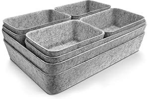 Captainfive 8 Stück Schubladen Organizer, Stapelbare Filz-Aufbewahrungsboxen, Schubladen Ordnungssystem für Schreibtisch, Schminktisch, Nachttisch, Schrank (Hellgrau)
