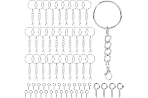 MOZEAT LENS Zestaw 60 breloczków do kluczy, kółko do kluczy, kółko do kluczy, zestaw do majsterkowania, z łańcuszkiem, zapięciem na karabińczyk, kółko do kluczy, do produkcji biżuterii