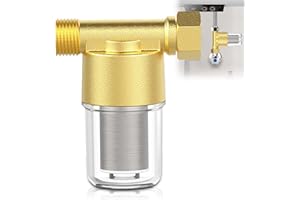 GOMETY Pipeline prefiltro per sistema idrico da 3/4" - elemento filtrante in acciaio inossidabile 304 da 40 μm, pompa in linea con rete in ottone