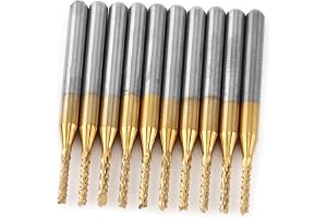 Jeffergarden Hårdmetalländfrässats, Volframbelagda CNC-gravyrbitar, 10 St 1,5 Mm Skärdiameter 3,175 Mm Skaft, för PCB-plast R