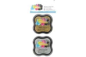 DOCRAFTS Artiste Metallic Ink Pad, Gold & Silver, Pack of 2, Ink Pads for Stamping on Cards and Coloured Card, Perfect for Home Craft DIY Projects, Stamp Ink Pad for Card Making Art and Ideas