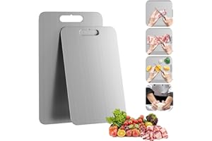 NATNAV Titan Schneidebrett, Doppelseitiges S316Ti Edelstahl Titanium Cutting Board, Lebensmittel Grade Schneidebrett für Fleisch, Brot, Gemüse und Obst