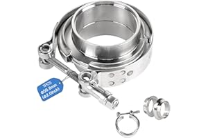 SUPAWAY Abrazadera V-Band + Bridas Ø 50,8 mm (2,0 pulgadas) Kit en Acero Inoxidable 304 Abrazadera para escape, bridas soldables con anillos centrado para turbo, escape, downpipe (1 unidad, plateado)