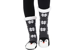 WYTartist Women Slipper Socks Super Soft and Warm Fleece Lined Socks Stripe Cute Animals Winter Socks for Women and Girls