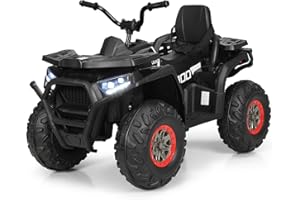 DREAMADE 12V Kinder Quad, 3-8km/h Elektro Kinderquad mit LED-Licht & MP3, Elektroauto für Kinder ab 3 Jahre, Mini Elektroquad mit Ladegerät, Belastbar bis 50kg, Elektrofahrzeug Kinder (Schwarz)