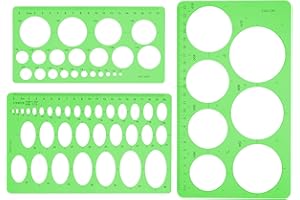 Xinstroe 3 Pieces Clear Plastic Circle and Oval Templates Measuring Templates Rulers Digital Drawing for Office and School Use(3 Styles)