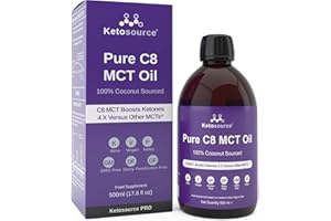 Ketosource Pure C8 MCT Oil | Boosts Ketones 4X Versus Other MCTs | Highest 99%+ Purity | 100% Coconut | Keto Diet, Fasting, Vegan Safe & Gluten Free | Premium Lab Tested Purity | Caprylic Acid | 500ml