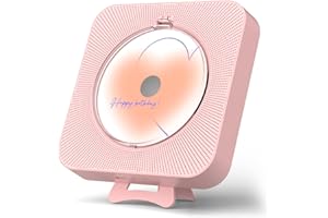 Yintiny Niedlicher rosa CD-Player mit Bluetooth 5.0, wiederaufladbarer Musik-Player für Heimdekoration, tragbarer Musik-Player, Fernbedienung, unterstützt AUX-In-Kabel und USB