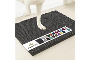 Muddy Mat® Original Dog Door Mat for Muddy Paws, Super Absorbent Microfiber, Non-Slip Washable Pet Rug, Quick Dry Chenille Entryway Carpet, Machine Washable Indoor Outdoor mat, Charcoal 24"x35"