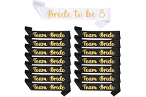 Shining She 15 Pieces Hen Party Accessories Sashes Sets, 14 Black Team Bride Sashes 1 White Bride to Be Sash, for Hen Party Wedding Bridal Shower Party Decorations