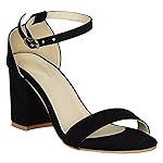 VAGON Women's Suede Leather Block Heel Sandals