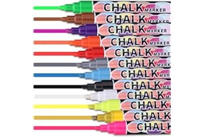 JIANTA Markery kredowe w płynie, 12 markerów ze szkła wymazywalnego końcówka 6 mm, biała tablica, tablica kredowa, szkło okienne, tablica menu