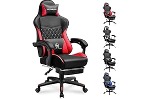 GTPLAYER Gaming Chair, High Back Leather Computer Gaming Chair with Footrest, Ergonomic Height Adjustable Office Chair with Removable Cover and Lumbar Support for Gaming and Work (Red)