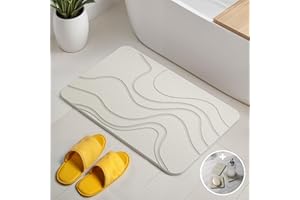 ‎BJÖRN&SCHILLER Björn&Schiller Badematte Stein Set, Schnelltrocknend Steinmatte Badezimmer, Antibakteriell Stein Badematte, rutschfest, Saugfähige aus Kieselgur, Duschvorleger 60x39 cm, Weiß