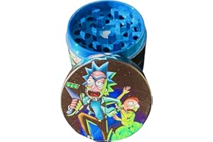 TPLF Grinder Rick e Morty in 4 parti smerigliatrice per spezie lega di zinco resistente resistente DAMS smerigliatrice di erbe essiccate con piccola spatola magnetica per una chiusura perfetta (blu 40 mm)
