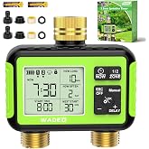 WADEO Programador de riego 2 salidas, entrada y salida de lat&oacute;n, pantalla LCD, riego autom&aacute;tico, temporizador de agua con mod
