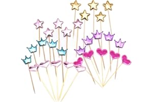 Kitchen-dream 30pcs belle forme de cuir PU de couronne, Pentagramme, coeur cupcake topper pour cocktail sticks nourriture cure-dents fête de mariage gateau topper décorations