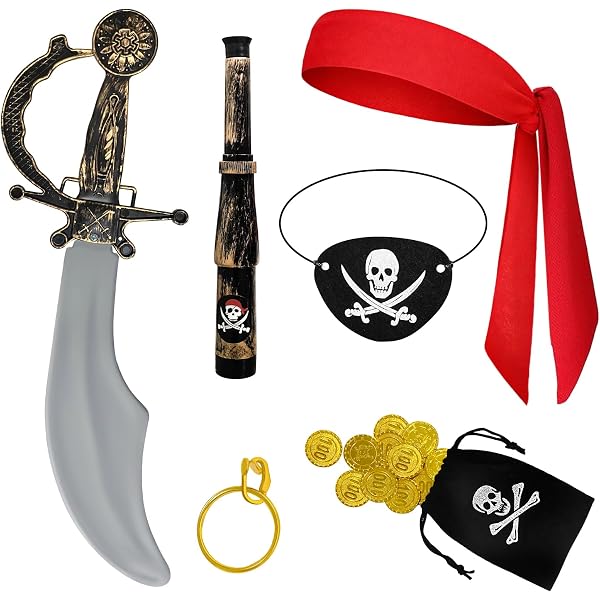 Tacobear Déguisement Pirate Enfant Fille Costume Pirate de Luxe avec Pirate Accessoires Buccaneer Princess Pirate Chapeau Compas Télescope Déguisement Carnaval Halloween pour Enfant Fille (M, 7-8 ans