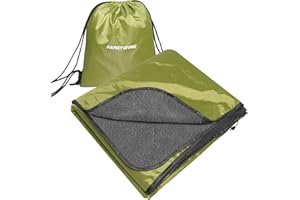 FANCYWING Hooded Stadium Blanket, Waterproof & Windproof Camping Blanket, Large Warm Fleece Outdoor Mat for Picnic, Sports, Beach, Concerts, Car, Dogs, Travel, Indoor Portable (79x56 Inches) Green