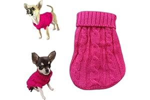 PRETTY PAMPERED PETS UK Chihuahua Clothes Puppy Dog Coat Knitted Warm Winter Jumper Top Clothing Cosy Teacup Smaller XXS Breeds (XXS, Rose Pink)