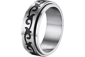 Supcare Vichinghi Anello Antistress Uomo Girevole, Argento/Nero/Misto Anelli Uomo Acciaio, Misura 14-32 Vintage Anello Uomo con Rune Vichinghe/Nodi Celtici, Confezione Regalo