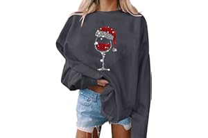SKANG Damen Pullover, Weihnachten, Druck, O-Ausschnitt, lässiges, lockeres Sweatshirt, Rundhalsausschnitt, passende Pullover, Tops, Langarm, Workout-Shirts Schnorchel Shirt Damen