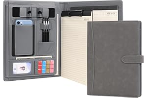 Wason Portadocumenti in pelle PU A4 Cartella Tasche Portadocumenti Portafoglio Padfolio Custodia con Portablocco Rimovibile per Organizzatore Personale Conferenza Riprendere(Grigio)