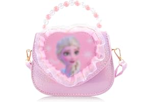 KEVRDRT Kinderhandtasche Mädchen, Kinder Umhängetasche für Mädchen, Handtasche Klein Mädchen mit Verstellbarem Gurt, Frozen Elsa Tasche Kinder Schultertasche für Mädchen zum Ausgehen oder Reisen