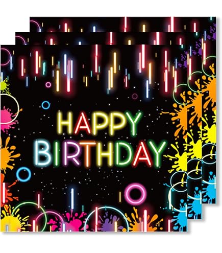 Folat Neon-Servietten – 16x, Bunt, Für Geburtstag & Partys, Langlebig