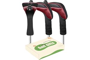 AMRTA Juego de fundas para cabeza de palo de golf de madera para todos los híbridos 2/3 con caja de regalo, fundas de cabeza de golf de primera calidad 1, 3, 5, 7, etiqueta de número intercambiable, para