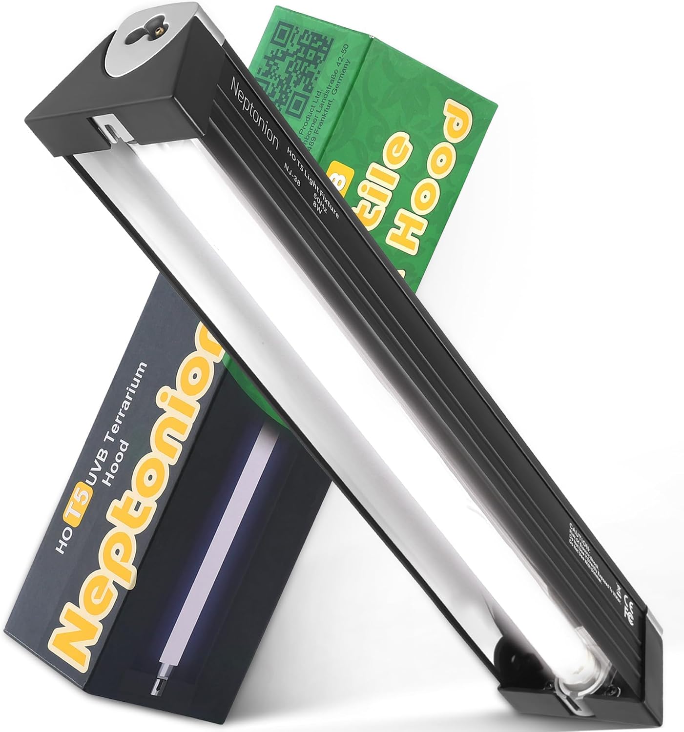 NEPTONION 14W Reptile T5 HO UVB 22.6" 10.0 Light Fixture with Tube, Strong UVB Hood for Terrariums, Suitable for Open-Habitat Reptiles Like Blue Tongue Skink