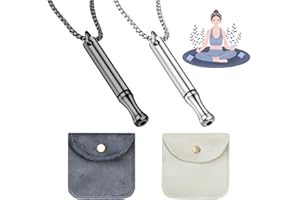 Mailfull Collier Respiration Anti Tabac 2 Pièces Collier Anti Stress Respirant en Acier Inoxydable avec 2 sacs de Rangement pour Soulagez Anxiété Relaxation Méditation