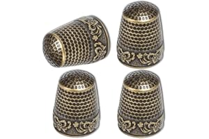 ZESION 4 Stück Näh-Fingerhüte, Metall-Fingerhüte für Handnähen, Quilten, Bastelzubehör für Stricken, Handarbeit, DIY-Werkzeuge, Bronze