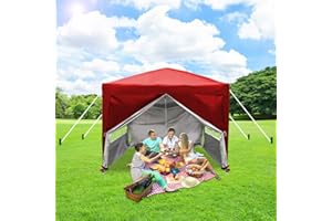 GREEN BAY Greenbay 2.5M x 2.5M Foldable Pop up Gazebo Sun Protection Event Outdoor Tent With Four Side Panels (Two with Windows) - Red
