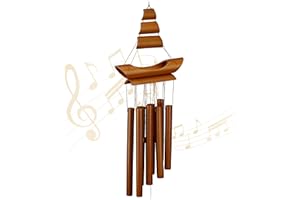Relaxdays Carillon à Vent en Bambou, rappelle Les voiliers, HxLxP : 72 x 20 x 6 cm, pour intérieur et extérieur, Nature