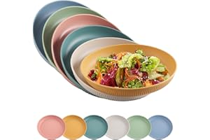 FUNYKICH 6 Piezas Juegos de Platos de Camping Multicolor Irrompible de 6 Personas para Cena, Picnic, Camping, Barbacoa, Apto Microondas Y Lavavajillas